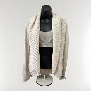 Mossimo Women’s Large Cream Chunky Knit Shawl Collar Open Cardigan Cozy Y2K